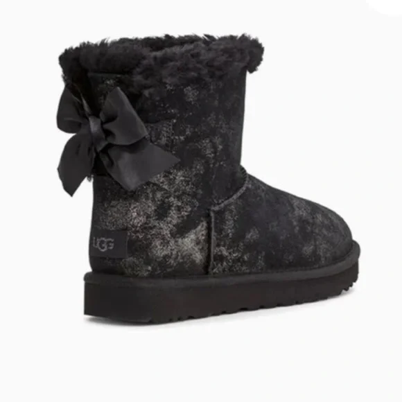 UGG‎ Mini Bailey Bow Glimmer Black Boots - Picture 2 of 14